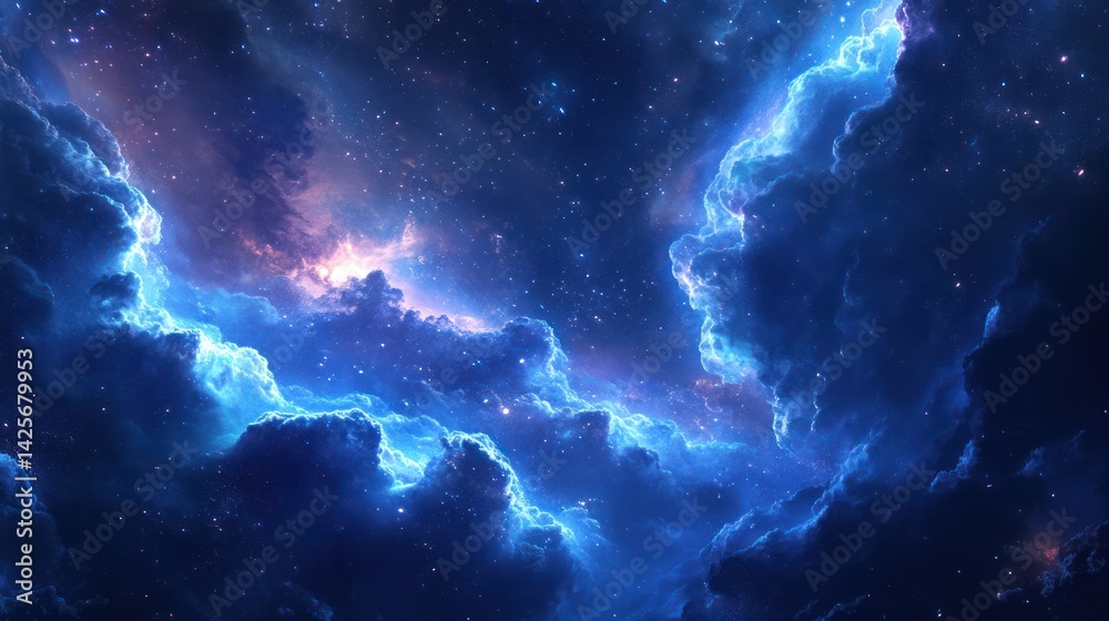 Fototapeta premium Vibrant cosmic clouds and stars present a celestial expansive deep view