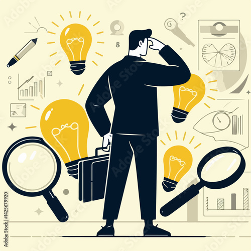 illustration of someone thinking with an idea 