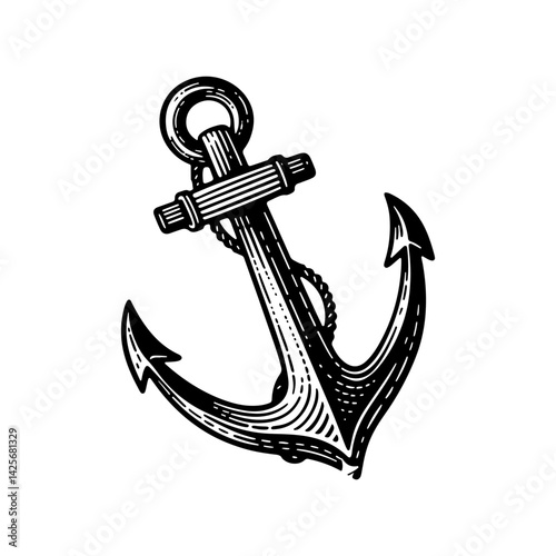 Vector engraving style illustration of a Anchor
