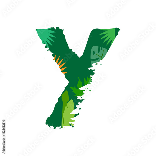 tropical leaves with alphabet Y
