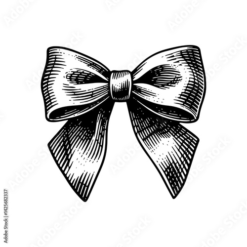Vector engraving style illustration of a Bow Tie