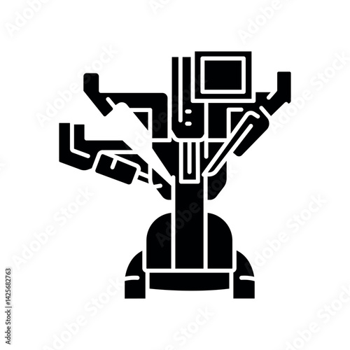 medical robot black flat icon for digital and print projects.