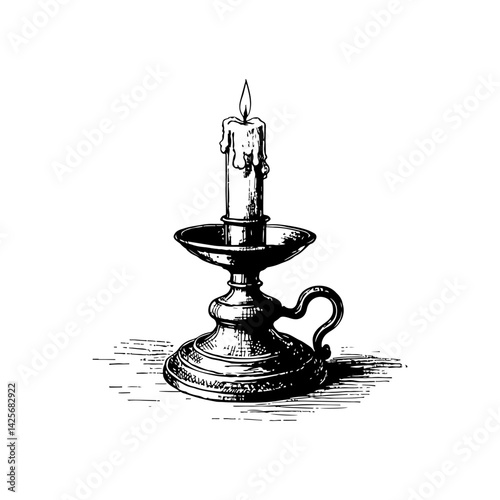 Vector engraving style illustration of a Candle Holder