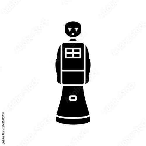 service robot black flat icon for digital and print projects.