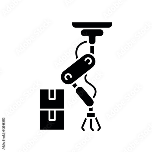 Industrial Automation black flat icon for digital and print projects.