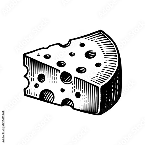 Vector engraving style illustration of a Cheese