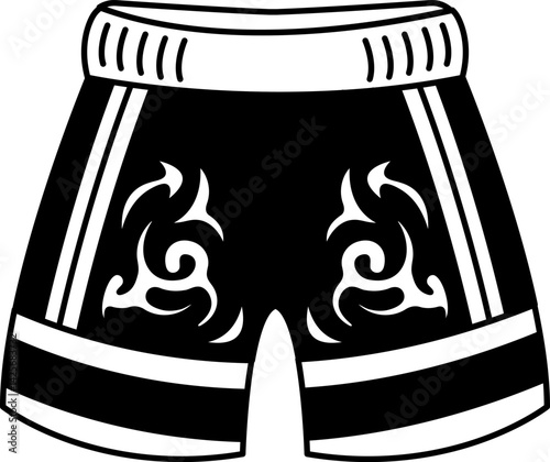 black and white icon of a Muay Thai boxing shorts