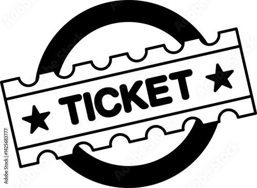 black and white single icon of a Muay Thai ticket