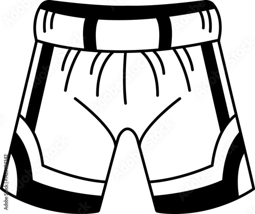 black and white illustration of a Muay Thai boxing shorts
