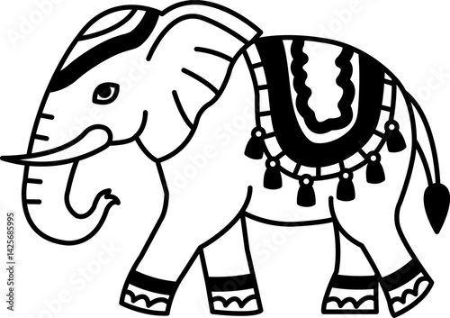 black and white icon of Thai elephant