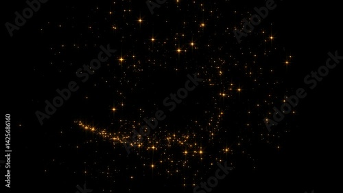 golden light trail with sparkle stars glitters alpha channel loop animation,Christmas shiny glowing gold particles trail isolated on transparent background motion design element
