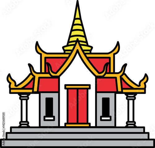 single icon of Thai temple chapel