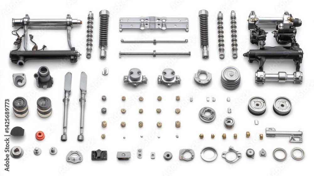 Obraz premium Assembly of Mechanical Parts and Components for Engineering and Manufacturing Applications
