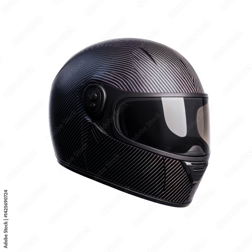 Fototapeta premium Sleek Black Carbon Fiber Motorcycle Helmet Safety Gear Head Protection