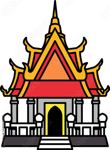 illustration icon of Thai temple chapel