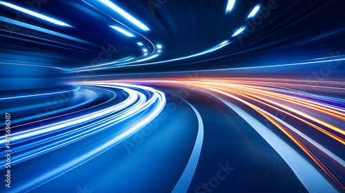 Abstract velocity trails illuminating hyperdrive through a dynamic cosmic tunnel