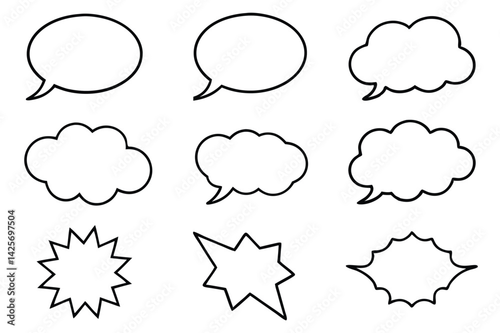 Fototapeta premium Speech bubble design styles unique modern line art