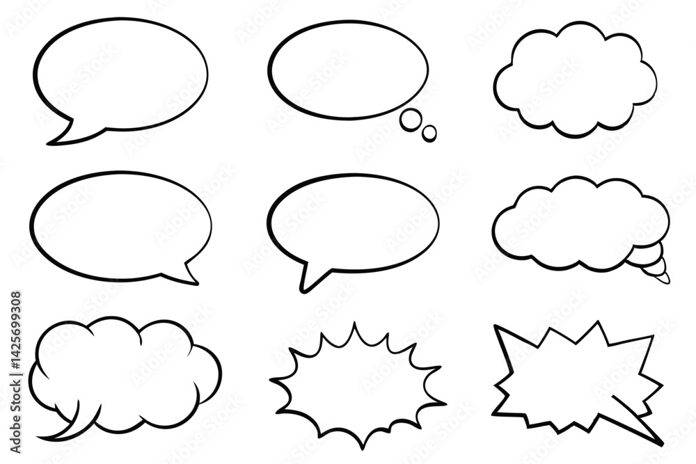 Speech Bubble Talks Ideas Drawn in Line Art Speech Bubble Talks Ideas Drawn in Line Art