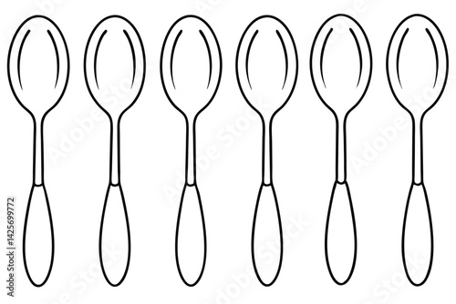 Spoon glides smoothly through the soup line art