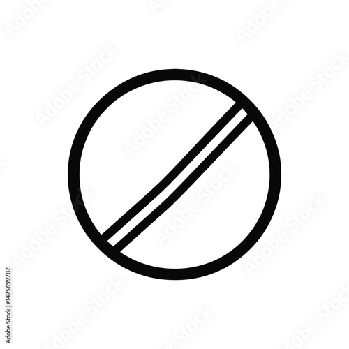 Prohibition Sign Icon with Circular Border and Diagonal Stripes
