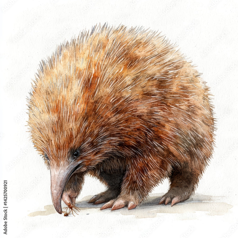 Fototapeta premium Cute Echidna foraging in natural habitat with detailed texture and color