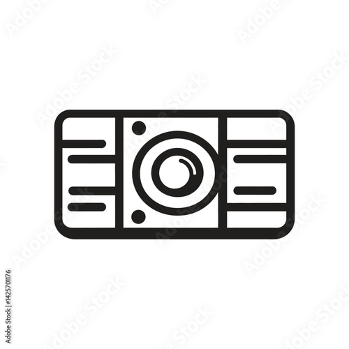 Retro Radio Outline Icon, Minimalist Black and White Vintage Radio on Transparent