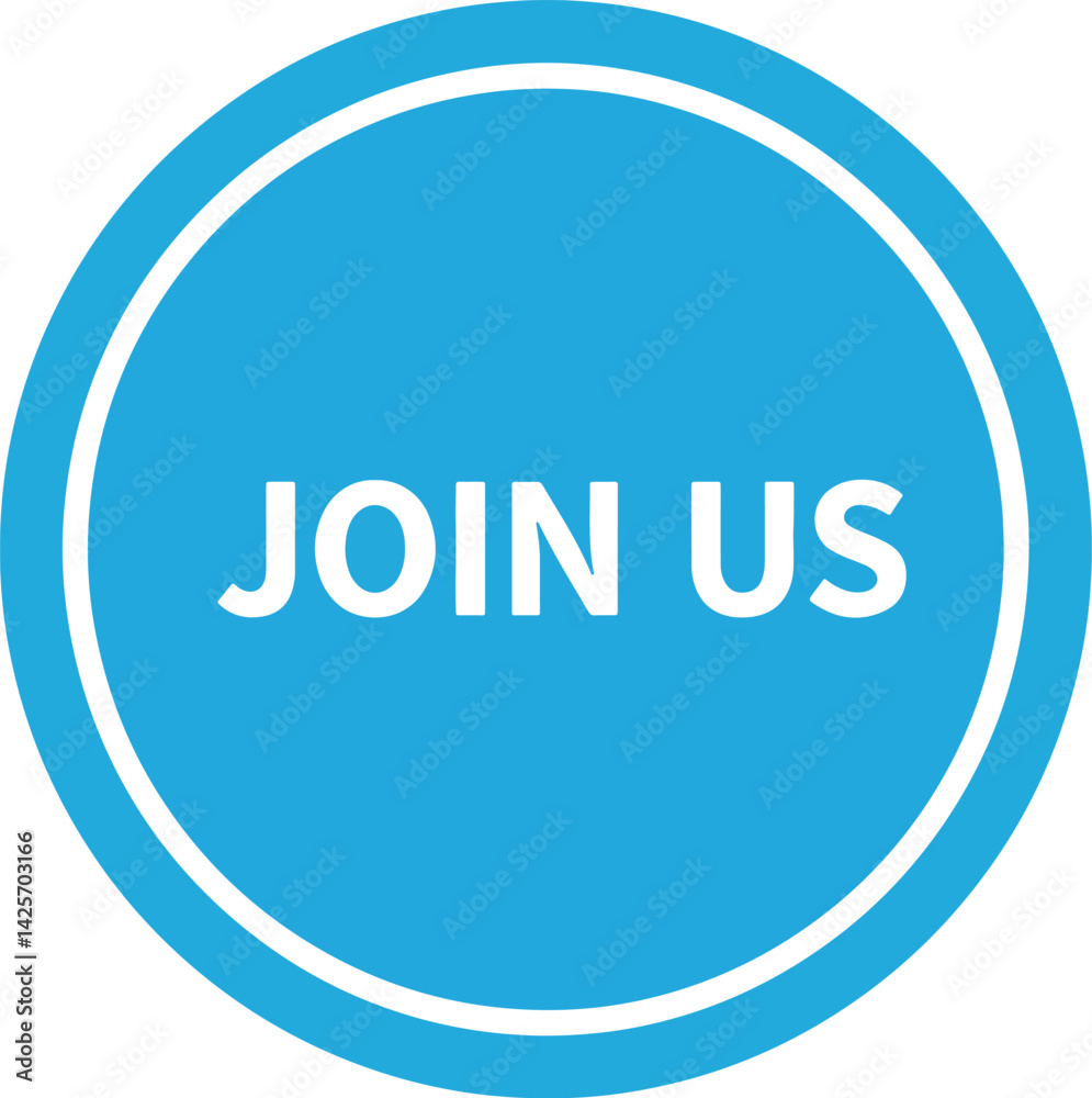 join us round badge vector in clean flat layout