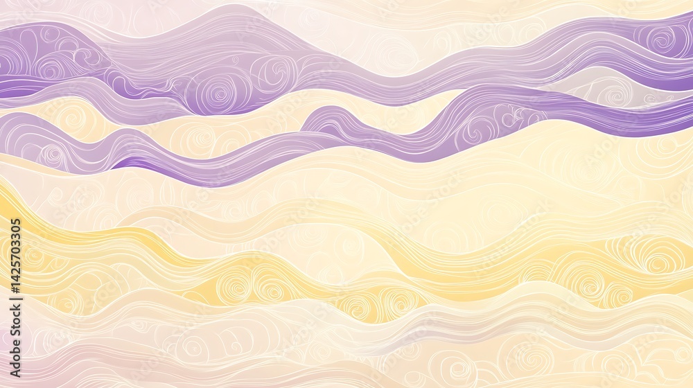 Fototapeta premium Abstract Purple Yellow Waves Background.