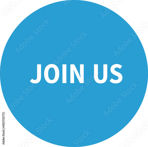 join us round badge vector in clean flat layout