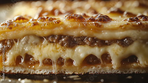Wallpaper Mural Extreme close-up of a cheesy pizza slice with gooey melted cheese dripping, crispy crust, and rich toppings. Cinematic, mouthwatering food photography with soft lighting and shallow depth of field Torontodigital.ca