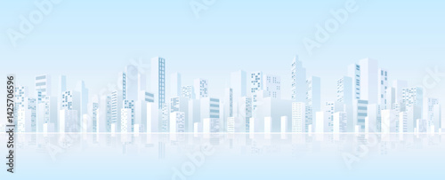 Urban set silhouette landscape. Abstract horizontal banner, background cityscape. Panorama in frat style, header images for web. City buildings of business district. Vector simple geometric