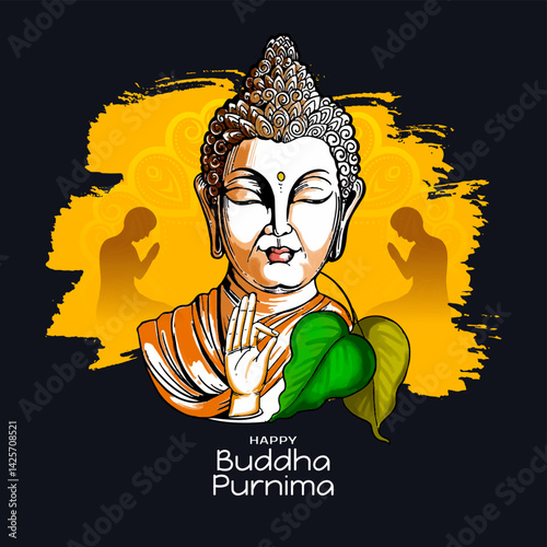 Traditional Happy Buddha Purnima Indian festival greeting card