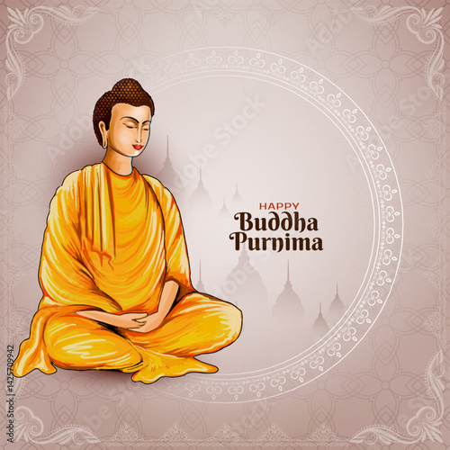 Elegant Happy Buddha Purnima cultural Indian festival background