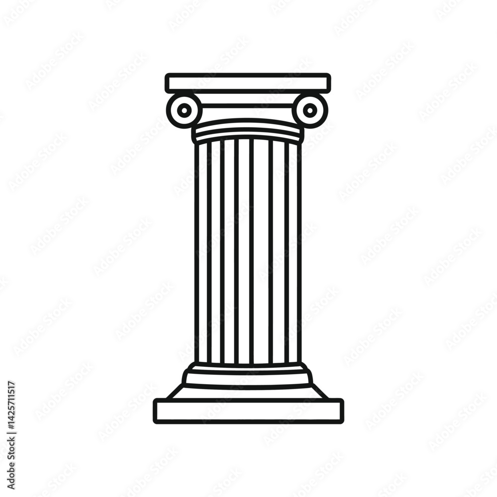 Simple Column Greek Order, Line Art, Architectural Design, Historic Simple Column Greek Order, Line Art, Architectural Design, Historic