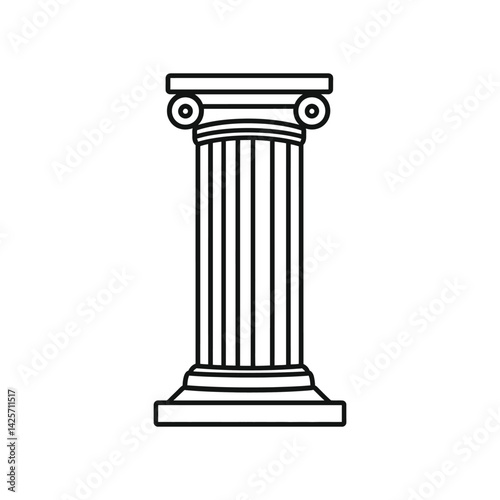 Simple Column Greek Order, Line Art, Architectural Design, Historic