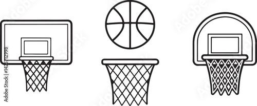 Set basketball hoop sport icon vector design templates modern and simple collection