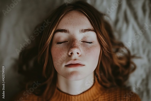 Teenager Sleeping, Overhead View