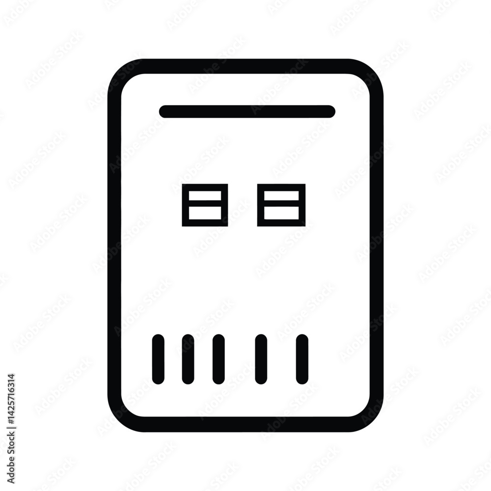 Fototapeta premium Simple Rounded Square with Horizontal and Vertical Line Segments Design Icon