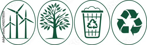 Ecology icons set. Nature, environment, recycle flat icon. Vector illustration