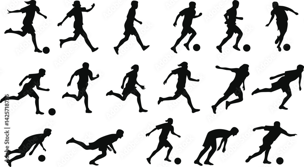 Silhouettes, running figures, dynamic poses, black and white, athletic movement, sprinting, diverse running styles, action sequence, side view, multiple figures, minimalist design, high contrast, moti Silhouettes, running figures, dynamic poses, black and white, athletic movement, sprinting, diverse running styles, action sequence, side view, multiple figures, minimalist design, high contrast, moti