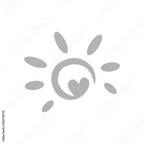 sun icon, summer, heat, on a white background, vector illustration