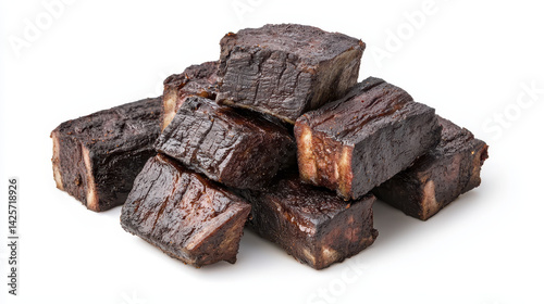 Delicious barbecue ribs stacked high, showcasing rich, smoky flavor and tantalizing glaze that invites indulgence