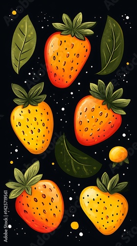 Vibrant Strawberries on Dark Background