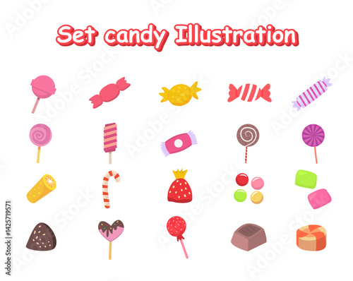 Cartoon Candy Elements Pack. Candy Illustration Bundle. Cute and Colorful Candy illustration design. vector set of sweets.