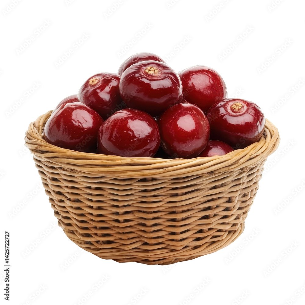 Freshly harvested red apples in a woven basket ready for sale at the local market during autumn Freshly harvested red apples in a woven basket ready for sale at the local market during autumn
