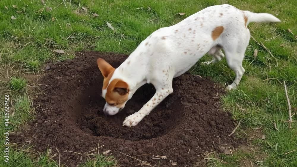 Dog digs hole in garden