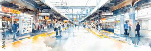 新幹線の駅（イラスト）