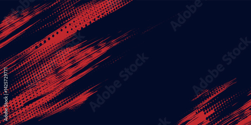 Red halftone dots blue color pattern gradient grunge texture background. Dot pop art comic sport style vector illustration.