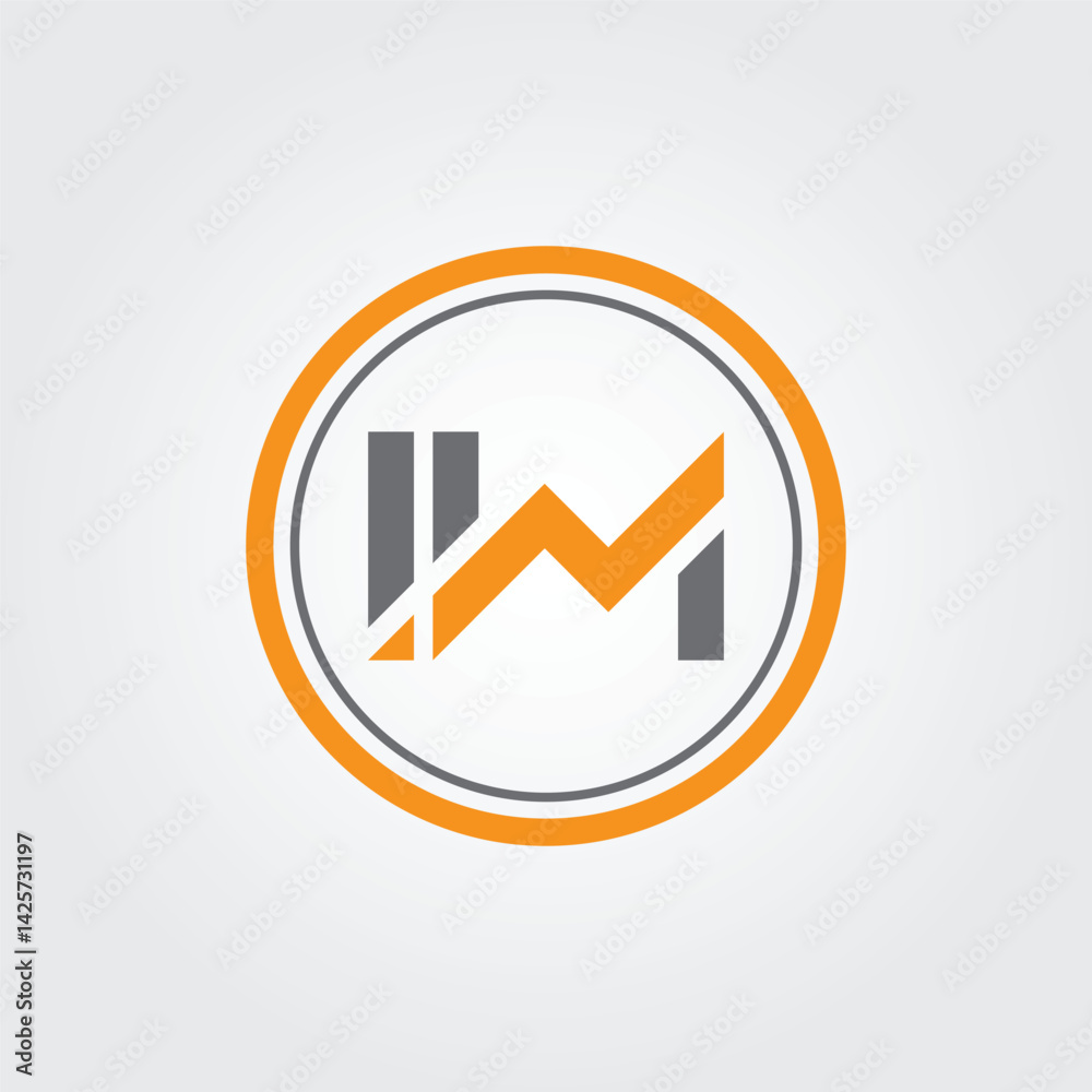 Letter M chart vector icon illustration Letter M chart vector icon illustration