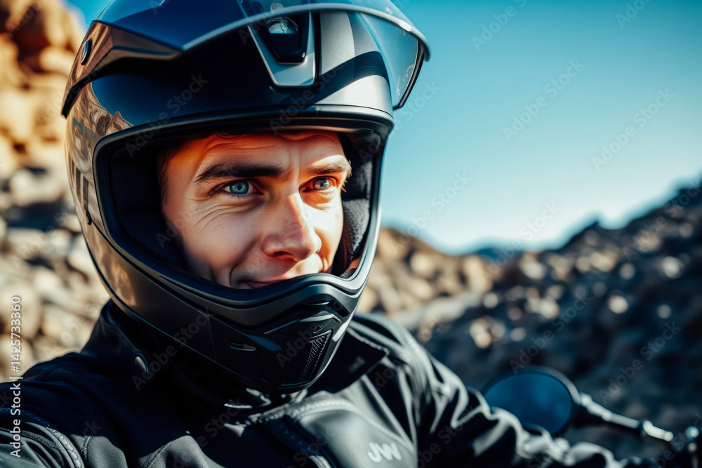 Adventurous Rider in Protective Gear Adventurous Rider in Protective Gear